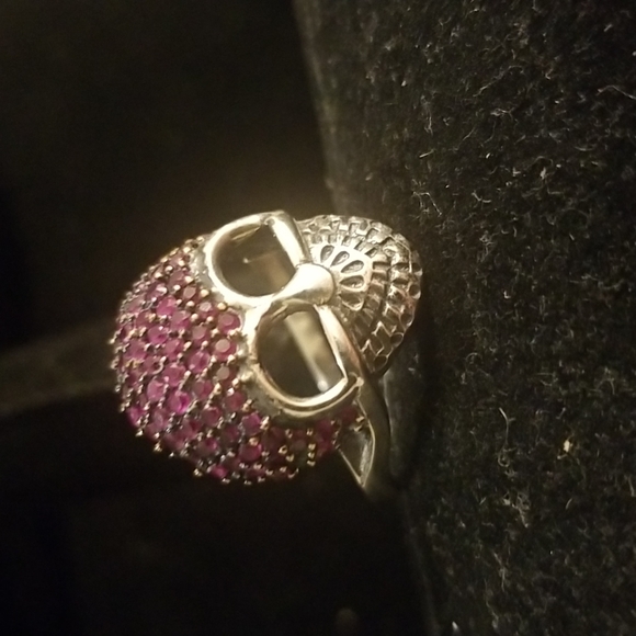 STERLING SILVER Rhinestone Skull Ring - Picture 4 of 7
